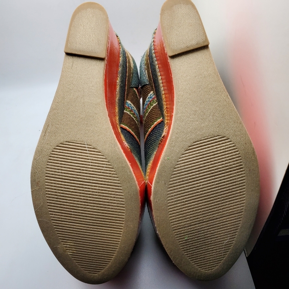 Steve Madden Kennyya Orange Fabric Platform Wedges Size 6.5 EUC - Picture 14 of 14